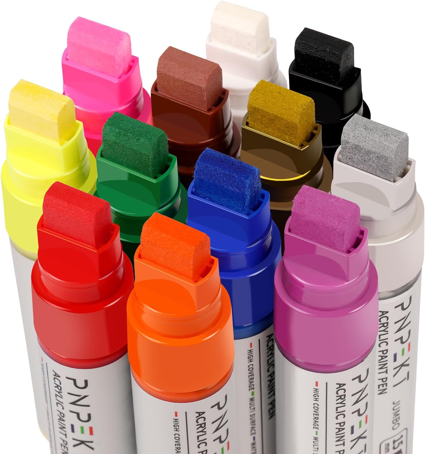 Acrylic Paint Markers - 15mm Felt Tip 12 Color Graffiti Markers Water Based Paint Pens For Rock Painting，Wood, Rock,Plastic and Almost All Solid Surfaces,Marker Pen Set For Artists, Students