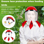 Hummingbird Feeder Helmet | Hands-Free Outdoor Bird Feeder | 3 Feeding Ports | Adjustable Headband | Lightweight & Durable PVC, Red