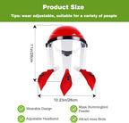 Hummingbird Feeder Helmet | Hands-Free Outdoor Bird Feeder | 3 Feeding Ports | Adjustable Headband | Lightweight & Durable PVC, Red